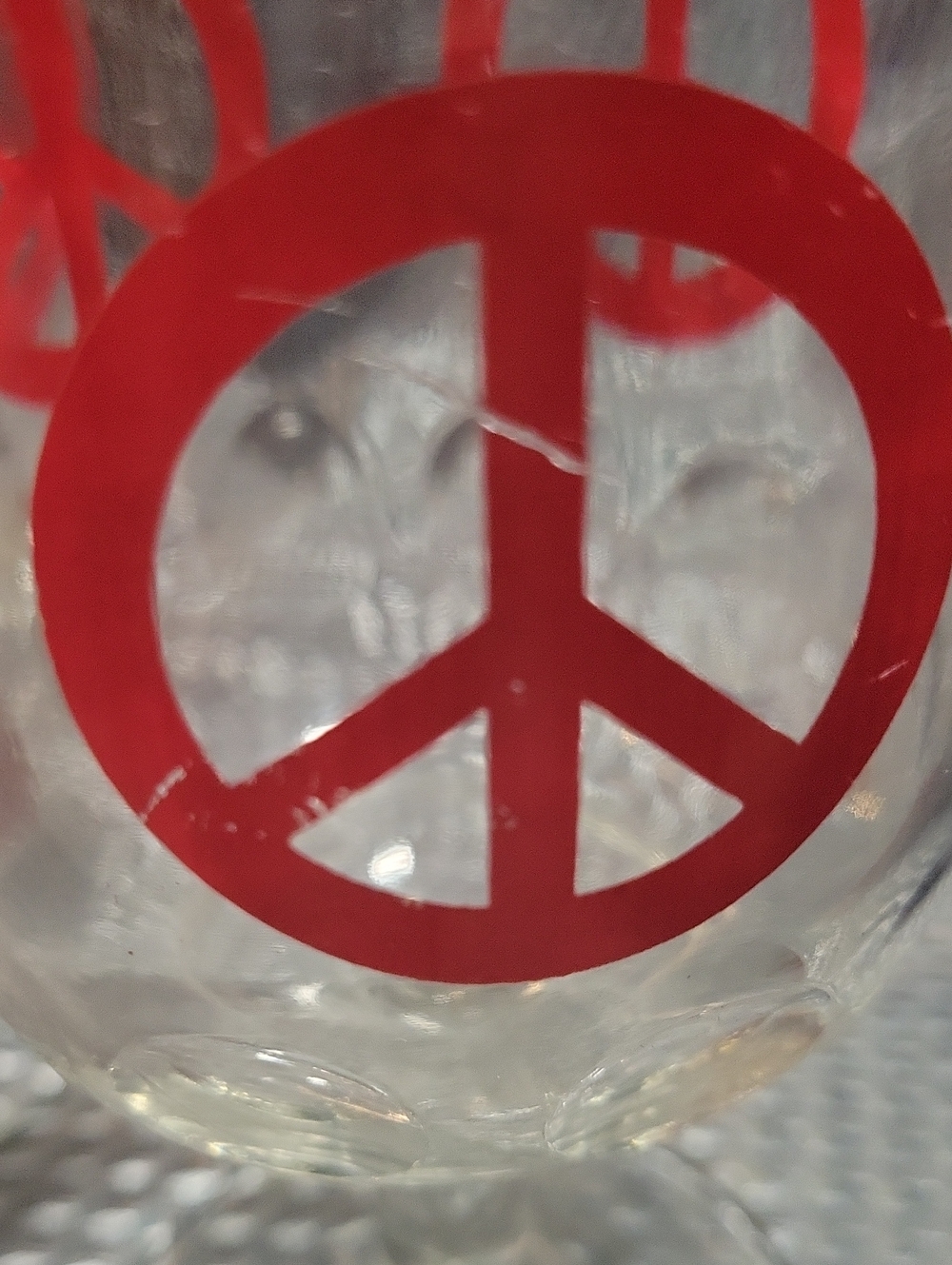 Vintage Goblet with Red Peace Sign- Price Is For One - Picture 2 of 2